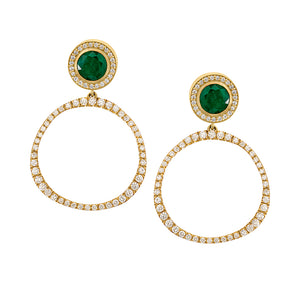 Petite Origin Hoops with Diamond and Emerald Studs