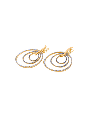Ombre Blue Sapphire Triple Hoop Earrings