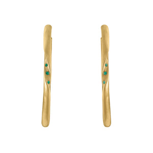 Twisted Hoop Earrings with Emeralds