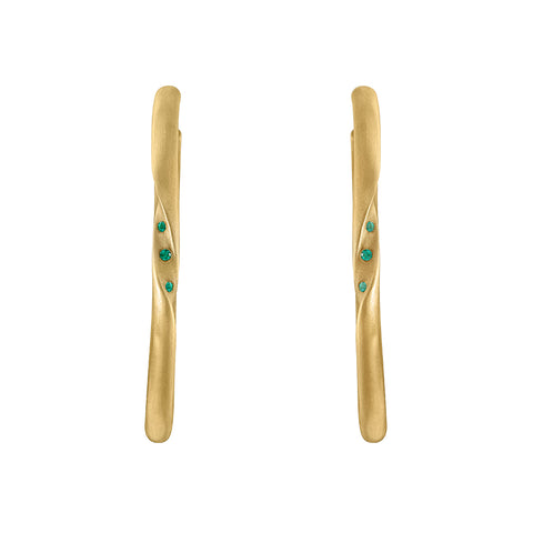 Twisted Hoop Earrings with Emeralds