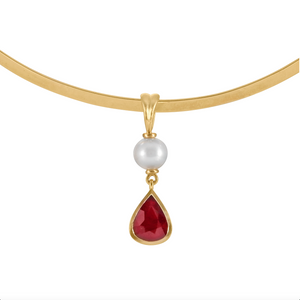 Pearl and Ruby Teardrop Pendant