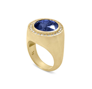 Sapphire and Diamond Signet Ring