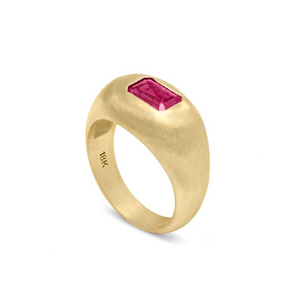 Ruby Baguette Signet Ring