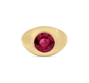 Round Ruby Signet Ring