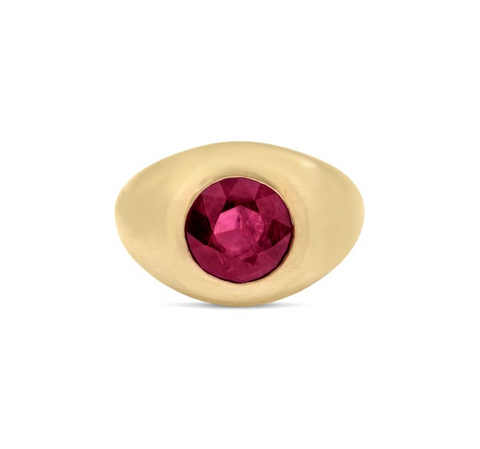 Round Ruby Signet Ring