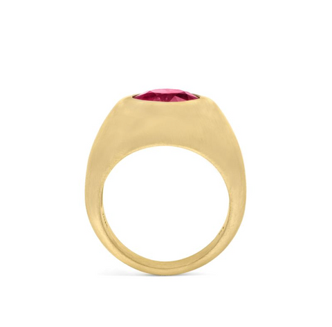 Round Ruby Signet Ring