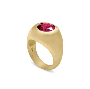 Round Ruby Signet Ring