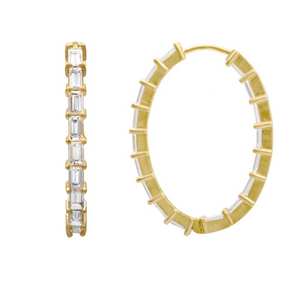 Diamond Baguette Oval Hoops