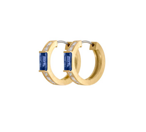 Sapphire Baguette Huggies and Diamonds