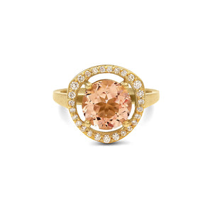 Morganite and Diamond Halo Ring