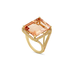 Morganite Cocktail Ring with Diamond Pave