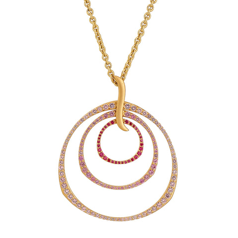 Ombre Rose Triple Hoop Pendant Necklace