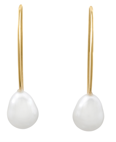 Pearl Wire Drop Earrings