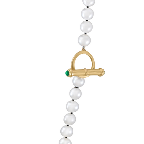 Pearl Strand with Emerald Toggle